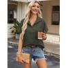 Zeagoo Short Sleeve Summer Tops for Women Casual Button Down Shirts Solid/Striped Business Work Blouses(Army Green)
