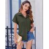 Zeagoo Short Sleeve Summer Tops for Women Casual Button Down Shirts Solid/Striped Business Work Blouses(Army Green)