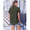 Zeagoo Short Sleeve Summer Tops for Women Casual Button Down Shirts Solid/Striped Business Work Blouses(Army Green)