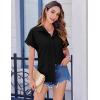 Zeagoo Short Sleeve Summer Tops for Women Casual Button Down Shirts Solid/Striped Business Work Blouses(Black)