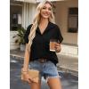 Zeagoo Short Sleeve Summer Tops for Women Casual Button Down Shirts Solid/Striped Business Work Blouses(Black)