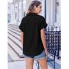 Zeagoo Short Sleeve Summer Tops for Women Casual Button Down Shirts Solid/Striped Business Work Blouses(Black)