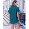 Zeagoo Short Sleeve Summer Tops for Women Casual Button Down Shirts Solid/Striped Business Work Blouses(Blue Green)
