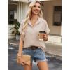 Zeagoo Short Sleeve Summer Tops for Women Casual Button Down Shirts Solid/Striped Business Work Blouses(Champagne)