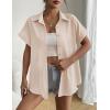Zeagoo Short Sleeve Summer Tops for Women Casual Button Down Shirts Solid/Striped Business Work Blouses(Champagne)
