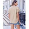 Zeagoo Short Sleeve Summer Tops for Women Casual Button Down Shirts Solid/Striped Business Work Blouses(Champagne)