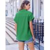 Zeagoo Short Sleeve Summer Tops for Women Casual Button Down Shirts Solid/Striped Business Work Blouses(Green)