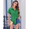 Zeagoo Short Sleeve Summer Tops for Women Casual Button Down Shirts Solid/Striped Business Work Blouses(Green)