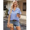 Zeagoo Short Sleeve Summer Tops for Women Casual Button Down Shirts Solid/Striped Business Work Blouses(Jh41)