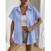 Zeagoo Short Sleeve Summer Tops for Women Casual Button Down Shirts Solid/Striped Business Work Blouses(Jh41)