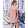 Zeagoo Short Sleeve Summer Tops for Women Casual Button Down Shirts Solid/Striped Business Work Blouses(Pink)