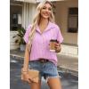 Zeagoo Short Sleeve Summer Tops for Women Casual Button Down Shirts Solid/Striped Business Work Blouses(Tw302)
