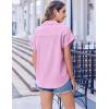 Zeagoo Short Sleeve Summer Tops for Women Casual Button Down Shirts Solid/Striped Business Work Blouses(Tw302)