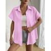 Zeagoo Short Sleeve Summer Tops for Women Casual Button Down Shirts Solid/Striped Business Work Blouses(Tw302)