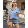 Zeagoo Short Sleeve Summer Tops for Women Casual Button Down Shirts Solid/Striped Business Work Blouses(Tw636)