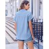 Zeagoo Short Sleeve Summer Tops for Women Casual Button Down Shirts Solid/Striped Business Work Blouses(Tw636)