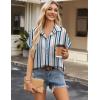 Zeagoo Short Sleeve Summer Tops for Women Casual Button Down Shirts Solid/Striped Business Work Blouses(Tw721)