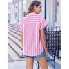 Zeagoo Short Sleeve Summer Tops for Women Casual Button Down Shirts Solid/Striped Business Work Blouses(Tw774)
