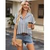 Zeagoo Short Sleeve Summer Tops for Women Casual Button Down Shirts Solid/Striped Business Work Blouses(Tw775)