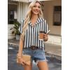 Zeagoo Short Sleeve Summer Tops for Women Casual Button Down Shirts Solid/Striped Business Work Blouses(Tw776)