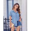Zeagoo Short Sleeve Summer Tops for Women Casual Button Down Shirts Solid/Striped Business Work Blouses(Tz273)