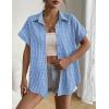 Zeagoo Short Sleeve Summer Tops for Women Casual Button Down Shirts Solid/Striped Business Work Blouses(Tz273)