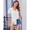Zeagoo Short Sleeve Summer Tops for Women Casual Button Down Shirts Solid/Striped Business Work Blouses(White)