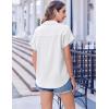 Zeagoo Short Sleeve Summer Tops for Women Casual Button Down Shirts Solid/Striped Business Work Blouses(White)