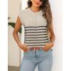 Zeagoo Sleeveless Tops for Women Crew Neck Knit Cute Summer Sweaters Stripes Cream X-Large