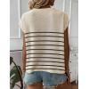 Zeagoo Sleeveless Tops for Women Crew Neck Knit Cute Summer Sweaters Stripes Cream X-Large