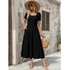 Zeagoo Summer Dresses for Women Flowy Casual Midi Dress Short Sleeve Tiered Dress Beach Vacation Sundresses with Pockets(Black)