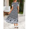 Zeagoo Summer Dresses for Women Flowy Casual Midi Dress Short Sleeve Tiered Dress Beach Vacation Sundresses with Pockets(Black Floral)