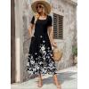 Zeagoo Summer Dresses for Women Flowy Casual Midi Dress Short Sleeve Tiered Dress Beach Vacation Sundresses with Pockets(Black White Floral)