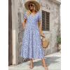 Zeagoo Summer Dresses for Women Flowy Casual Midi Dress Short Sleeve Tiered Dress Beach Vacation Sundresses with Pockets(Blue Dot)