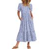 Zeagoo Summer Dresses for Women Flowy Casual Midi Dress Short Sleeve Tiered Dress Beach Vacation Sundresses with Pockets(Blue Dot)