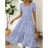 Zeagoo Summer Dresses for Women Flowy Casual Midi Dress Short Sleeve Tiered Dress Beach Vacation Sundresses with Pockets(Blue Dot)
