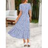 Zeagoo Summer Dresses for Women Flowy Casual Midi Dress Short Sleeve Tiered Dress Beach Vacation Sundresses with Pockets(Blue Dot)