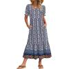 Zeagoo Summer Dresses for Women Flowy Casual Midi Dress Short Sleeve Tiered Dress Beach Vacation Sundresses with Pockets(Floral-3)