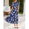Zeagoo Summer Dresses for Women Flowy Casual Midi Dress Short Sleeve Tiered Dress Beach Vacation Sundresses with Pockets(Floral-printed)