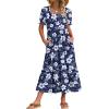 Zeagoo Summer Dresses for Women Flowy Casual Midi Dress Short Sleeve Tiered Dress Beach Vacation Sundresses with Pockets(Floral-printed)