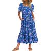 Zeagoo Summer Dresses for Women Flowy Casual Midi Dress Short Sleeve Tiered Dress Beach Vacation Sundresses with Pockets(Floral-printed-2)