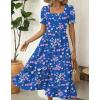 Zeagoo Summer Dresses for Women Flowy Casual Midi Dress Short Sleeve Tiered Dress Beach Vacation Sundresses with Pockets(Floral-printed-2)