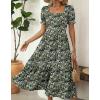 Zeagoo Summer Dresses for Women Flowy Casual Midi Dress Short Sleeve Tiered Dress Beach Vacation Sundresses with Pockets(Green-floral)
