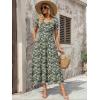 Zeagoo Summer Dresses for Women Flowy Casual Midi Dress Short Sleeve Tiered Dress Beach Vacation Sundresses with Pockets(Green-floral)