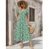 Zeagoo Summer Dresses for Women Flowy Casual Midi Dress Short Sleeve Tiered Dress Beach Vacation Sundresses with Pockets(Green-floral-1)