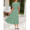 Zeagoo Summer Dresses for Women Flowy Casual Midi Dress Short Sleeve Tiered Dress Beach Vacation Sundresses with Pockets(Green-floral-1)
