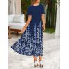 Zeagoo Summer Dresses for Women Flowy Casual Midi Dress Short Sleeve Tiered Dress Beach Vacation Sundresses with Pockets(Navy Blue Floral)