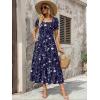 Zeagoo Summer Dresses for Women Flowy Casual Midi Dress Short Sleeve Tiered Dress Beach Vacation Sundresses with Pockets(Navy Blue-printed)