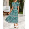 Zeagoo Summer Dresses for Women Flowy Casual Midi Dress Short Sleeve Tiered Dress Beach Vacation Sundresses with Pockets(Pa169)