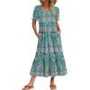 Zeagoo Summer Dresses for Women Flowy Casual Midi Dress Short Sleeve Tiered Dress Beach Vacation Sundresses with Pockets(Pa169)